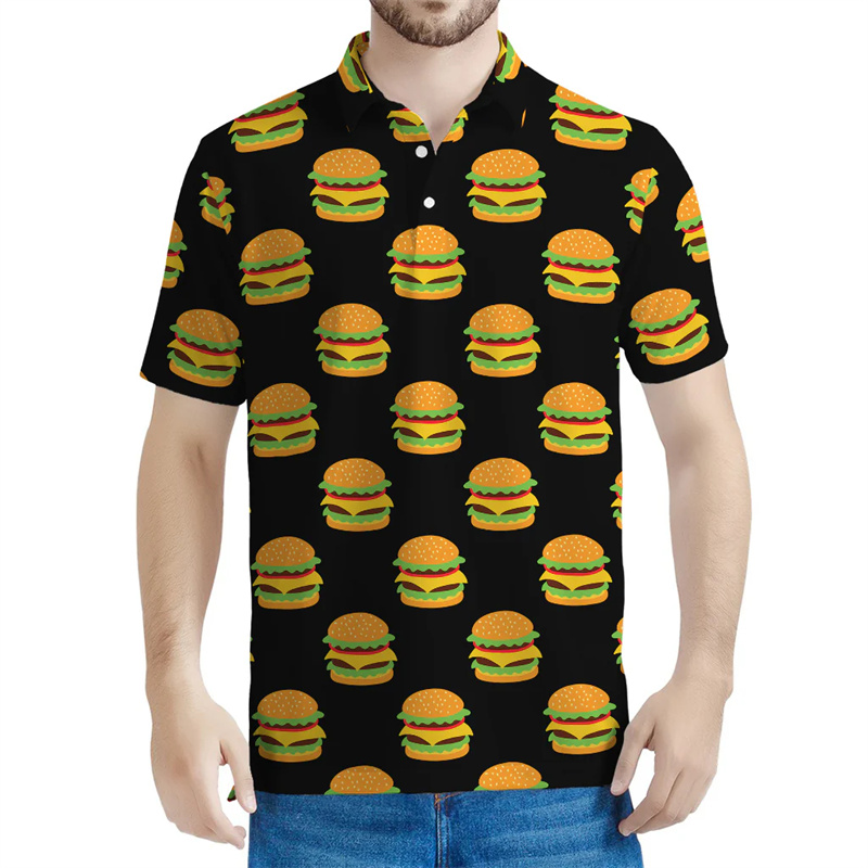 3D Printing Food - Cute Hamburger Graphic Polo Shirt For